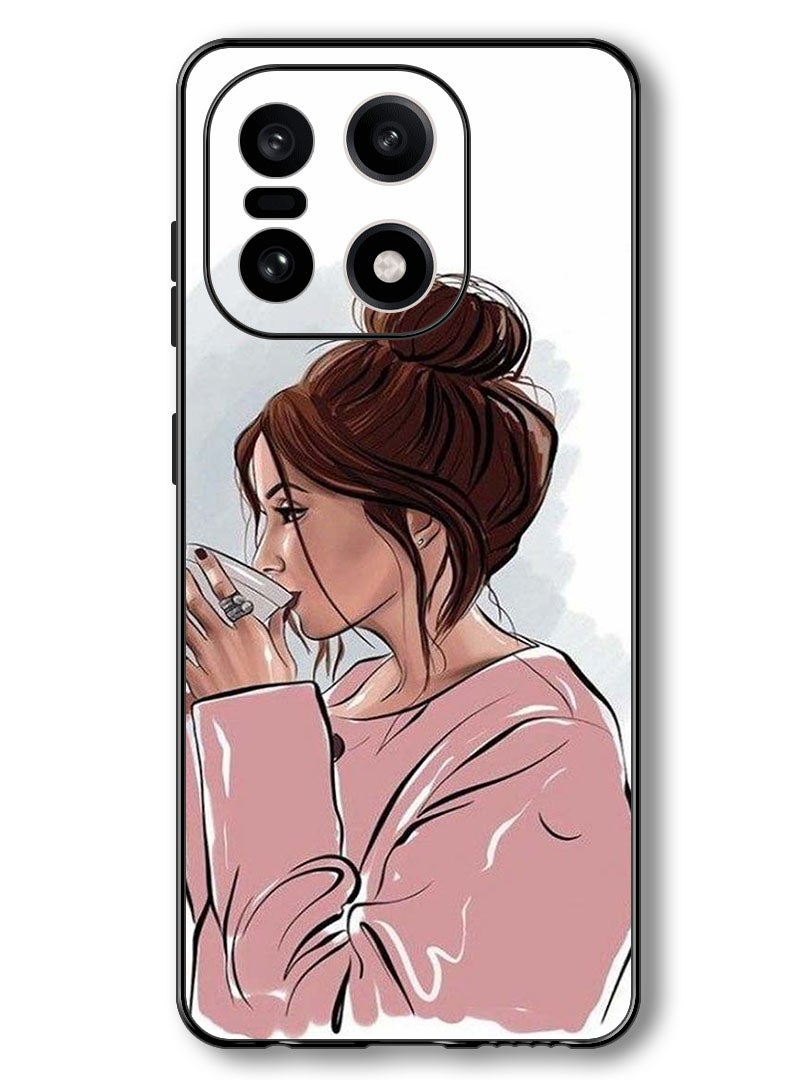 Theodor Case Compatible with OnePlus 15 6.78 Inch Protection Shockproof Bumper Cover Girl Drinking Coffee 1 - Image 1